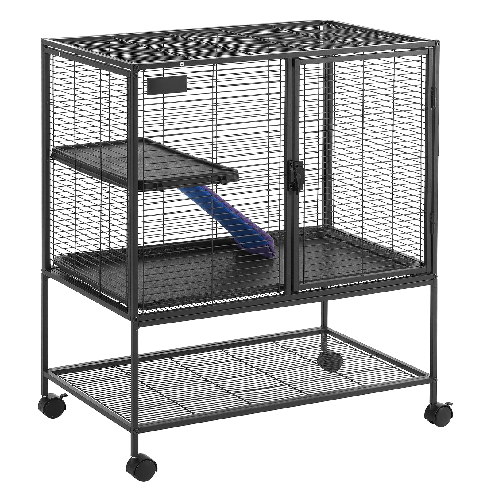 Rolling 2-tier Metal Small Animal Cage With Removable Tray & Ramp_voghion.com